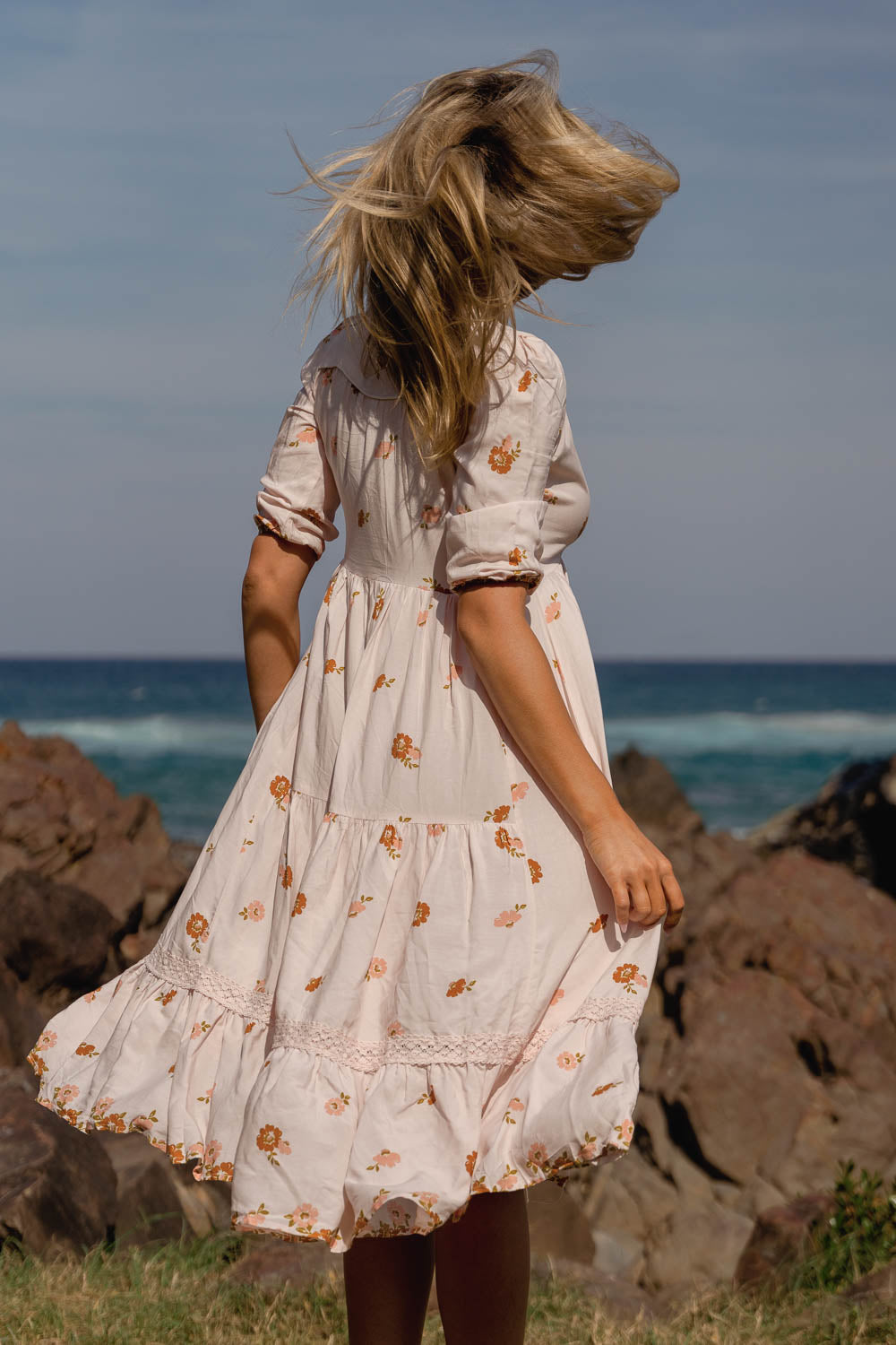 Vintage Sol Print Eve Lace Midi