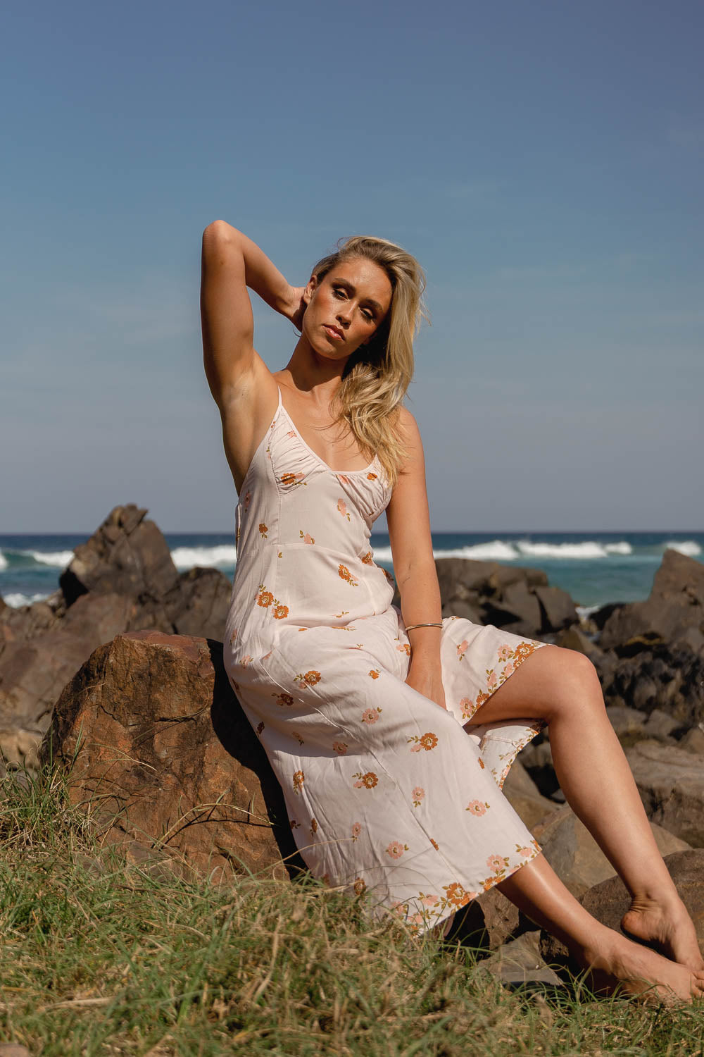 Vintage Sol Print Porter Maxi Slip Dress