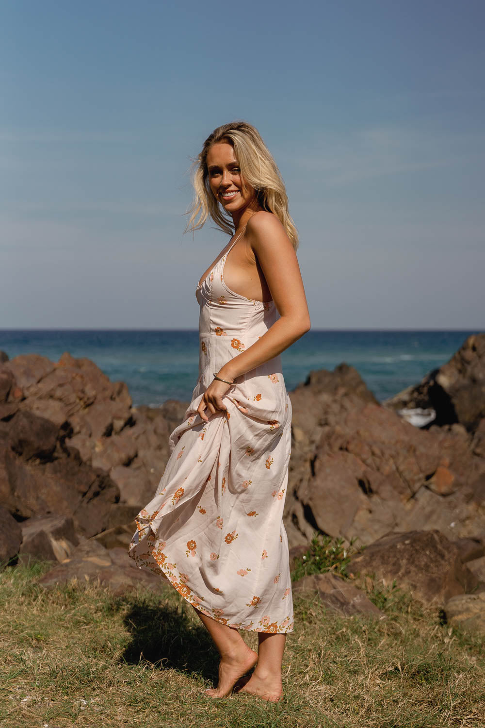 Vintage Sol Print Porter Maxi Slip Dress