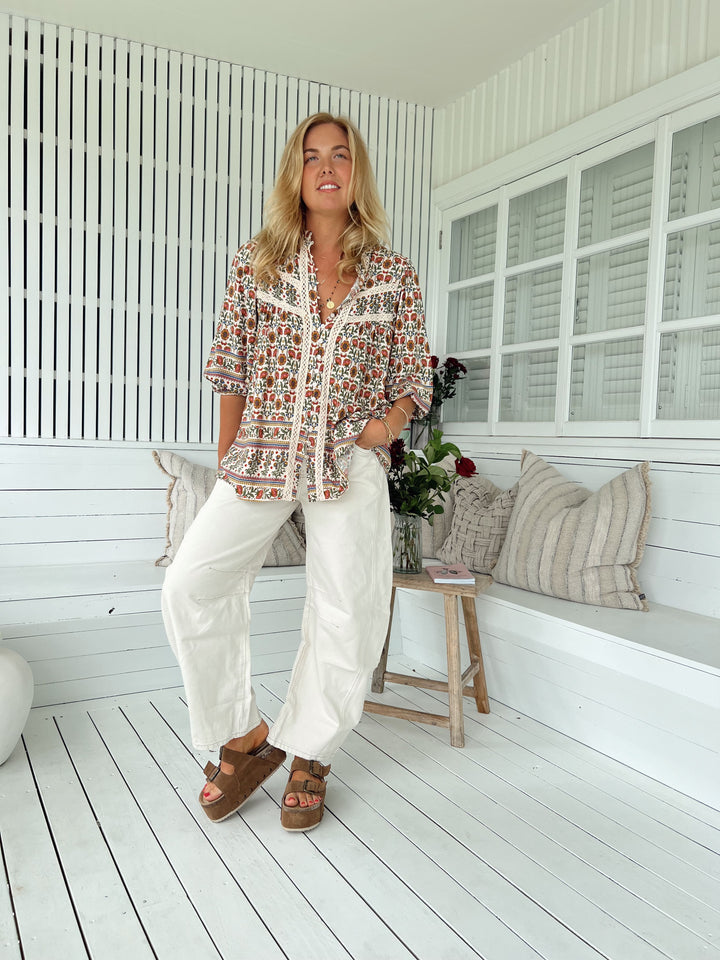Harlowe Print Bee Blouse