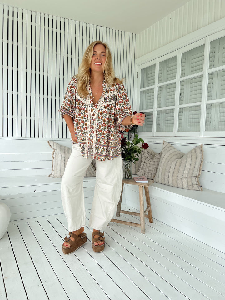 Harlowe Print Bee Blouse