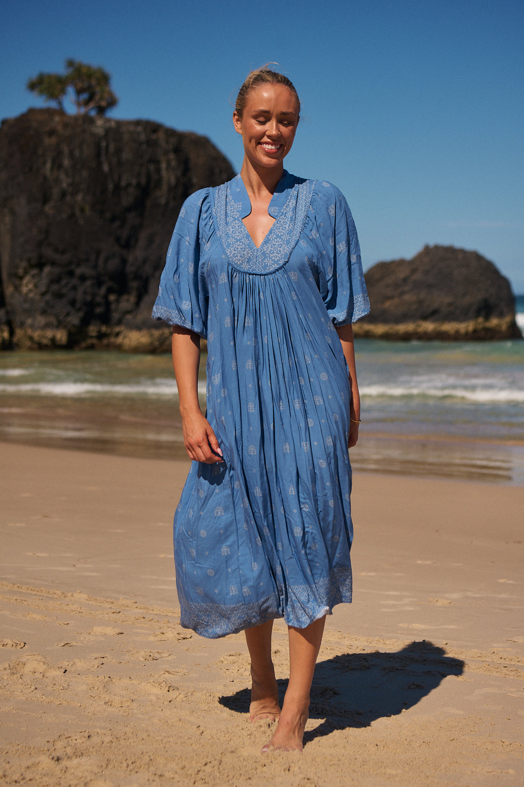 Azure Sky Print Boheme Midi