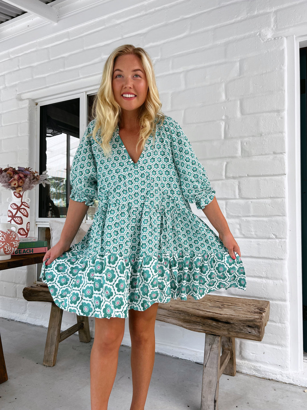 Watermelon Sugar Print Petal Mini Dress