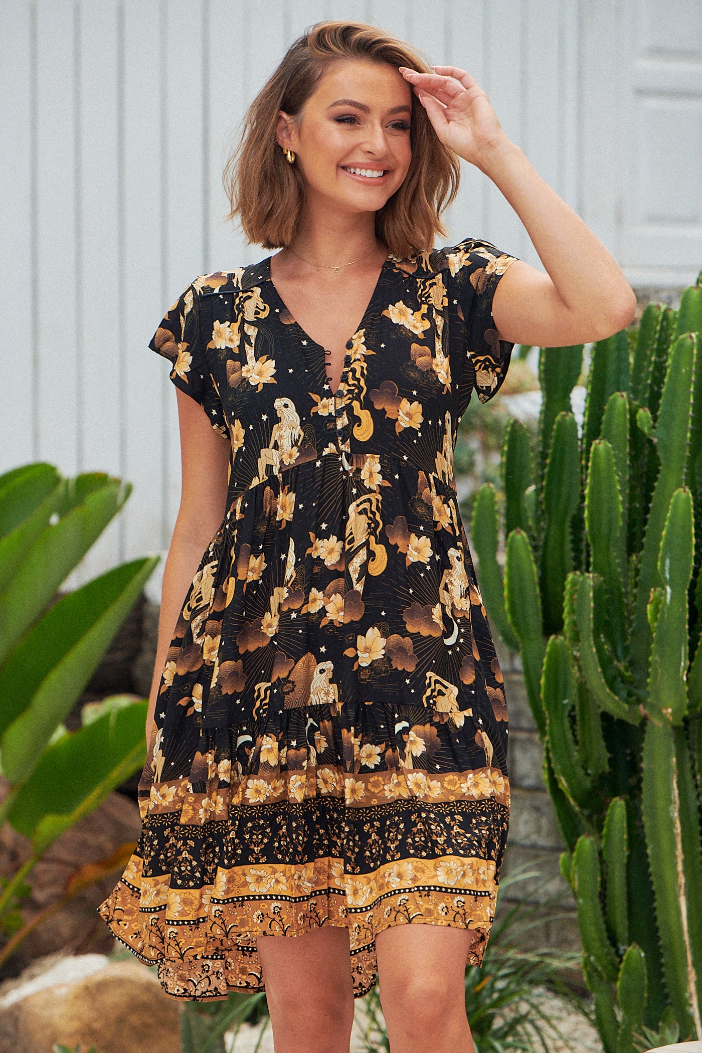 knee length dresses for ladies Tracey Mini Dress Harmony Print by Jaase – Kenzie Tenzie