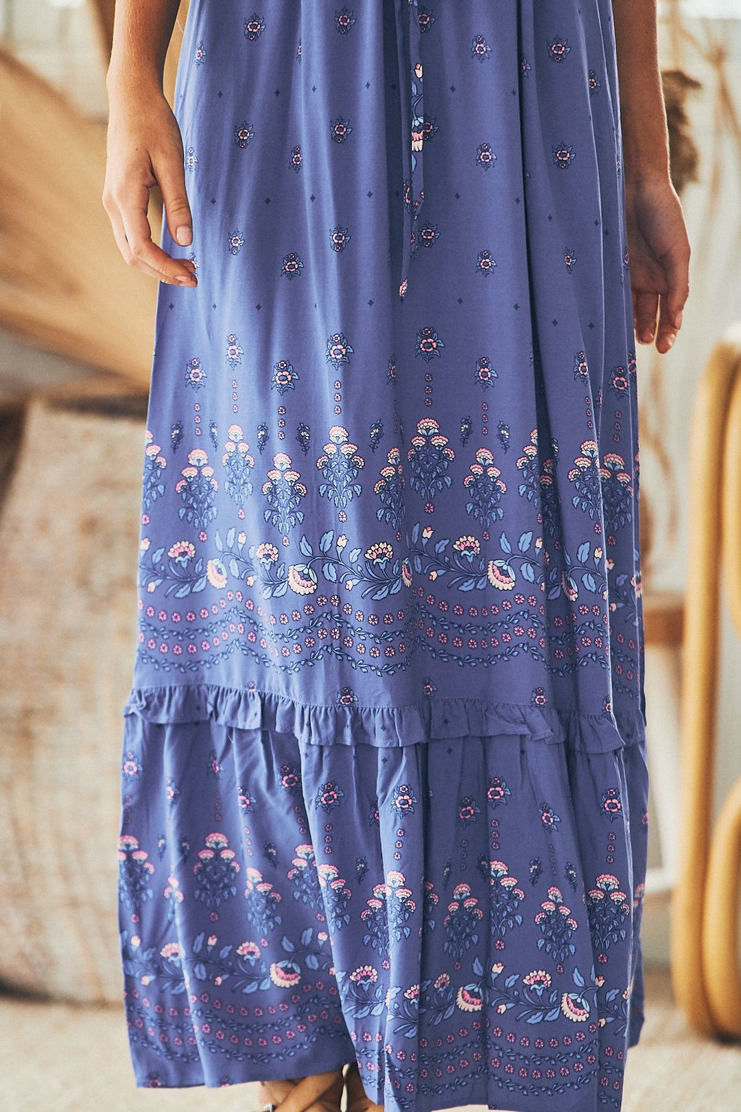 Blueberry Print Eve Maxi Dress