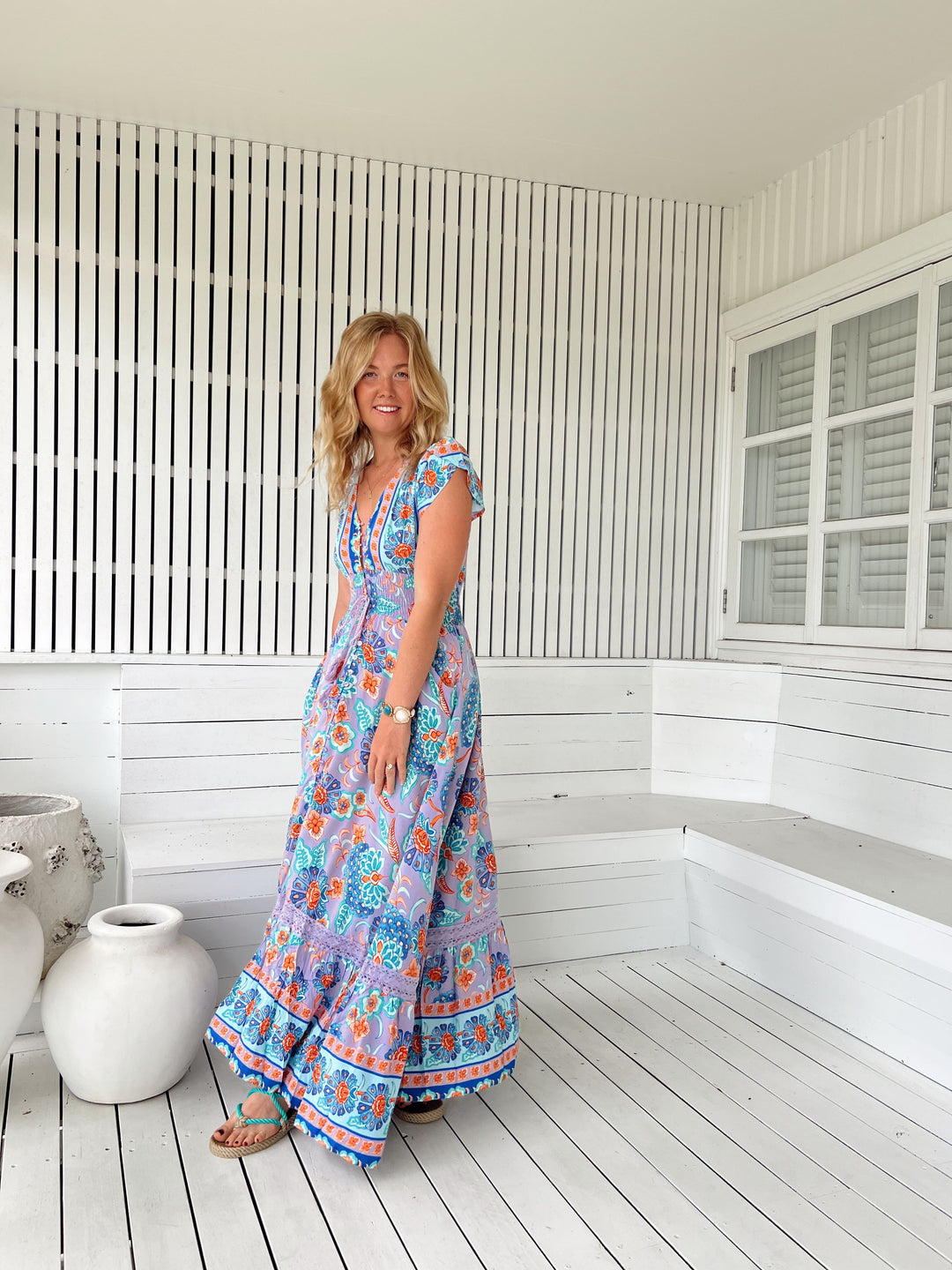 Daydreamer Print Romi Maxi Dress Lilac and Mila Daydreamer Print Romi Maxi Dress Lilac and Mila