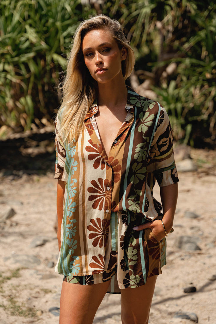 Cacao Mist Print Flora Shorts
