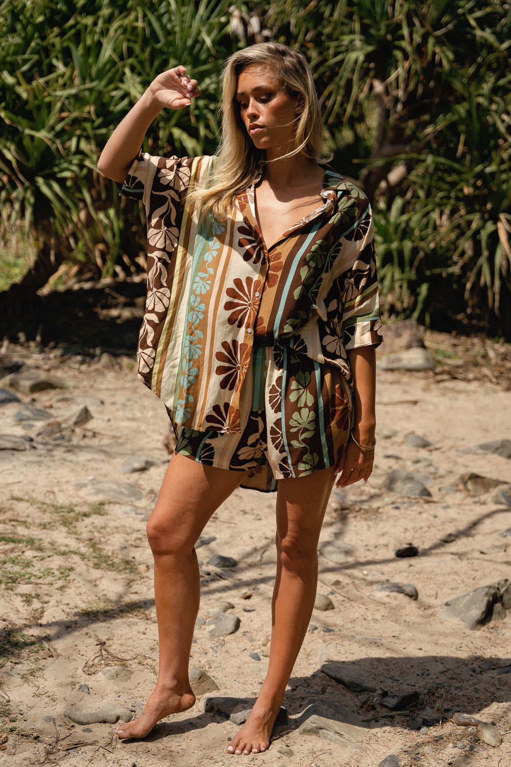 Cacao Mist Print Flora Shorts
