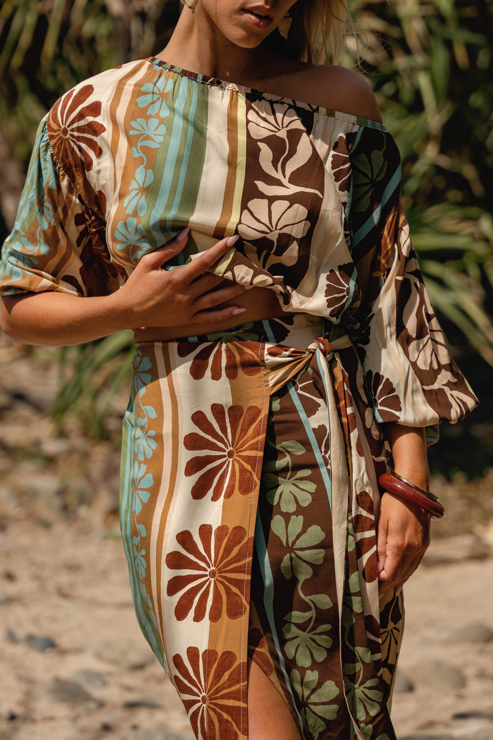 Cacao Mist Print Zia Wrap Skirt