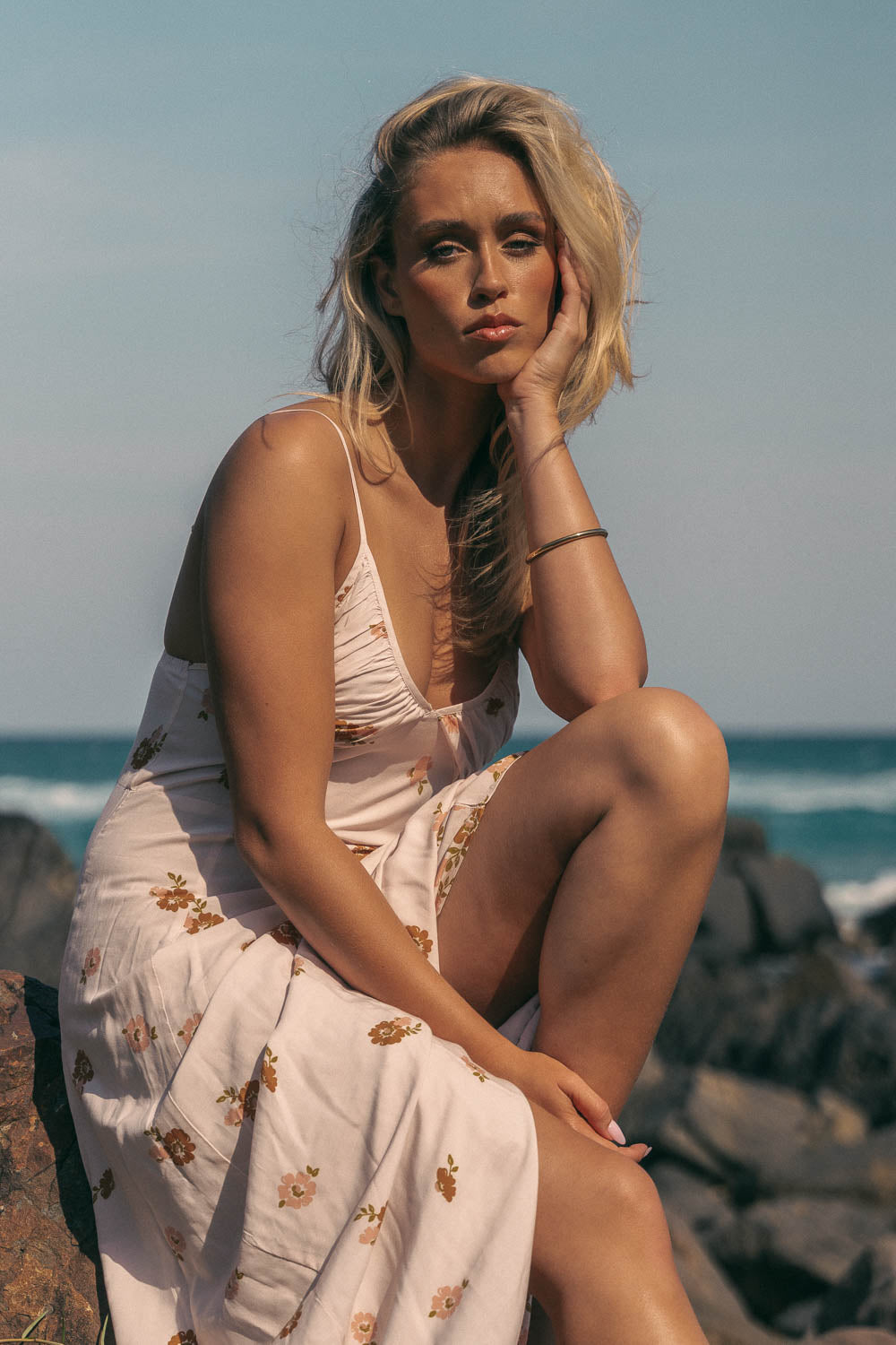 Vintage Sol Print Porter Maxi Slip Dress