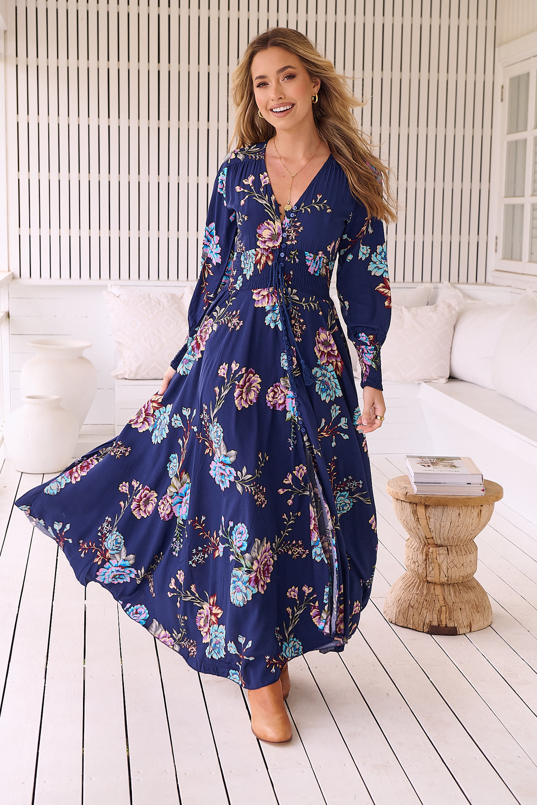 Botanica print Long Sleeve Indiana Dress