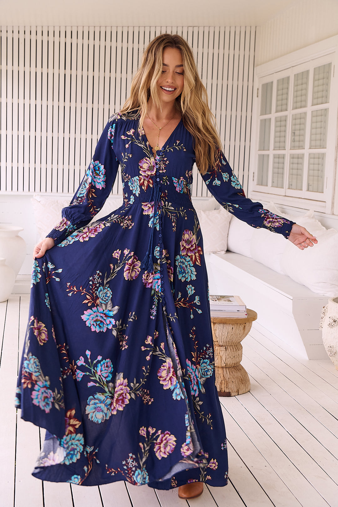 Botanica print Long Sleeve Indiana Dress