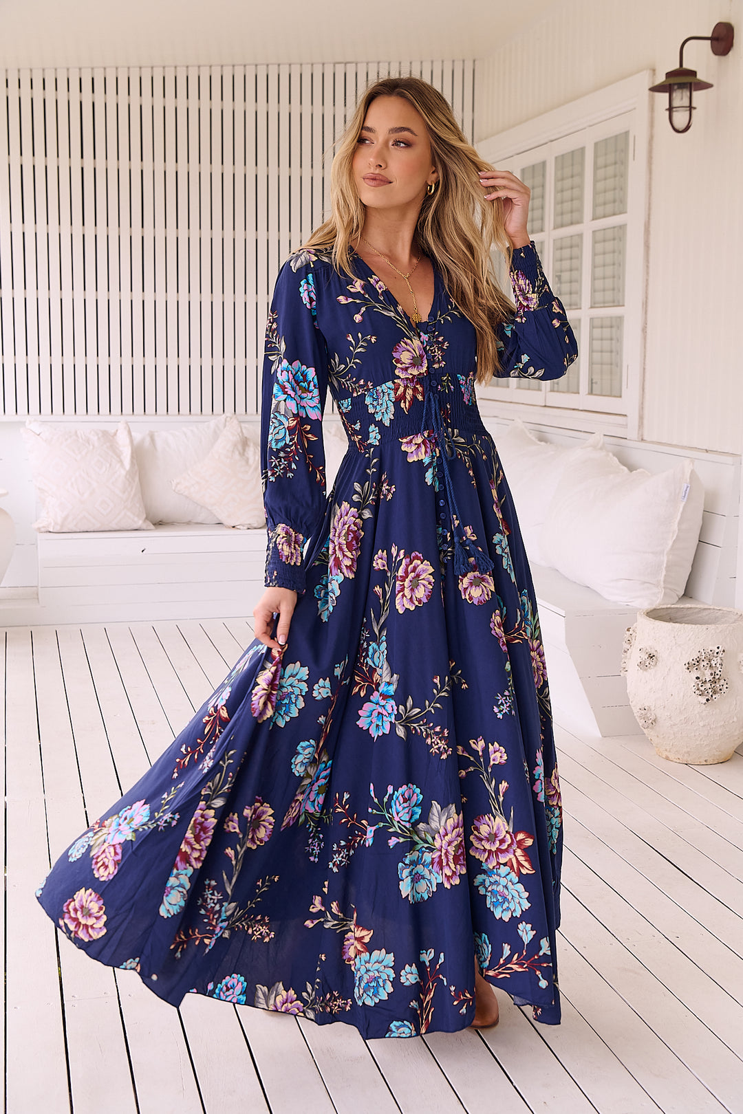 Botanica print Long Sleeve Indiana Dress