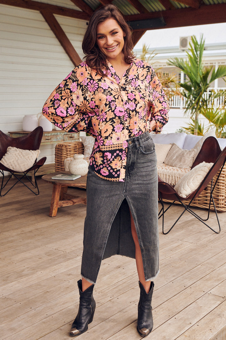 Apricot Blossom Print Novella Shirt