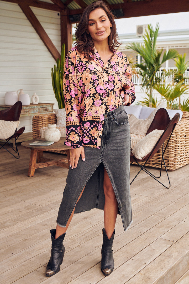 Apricot Blossom Print Novella Shirt