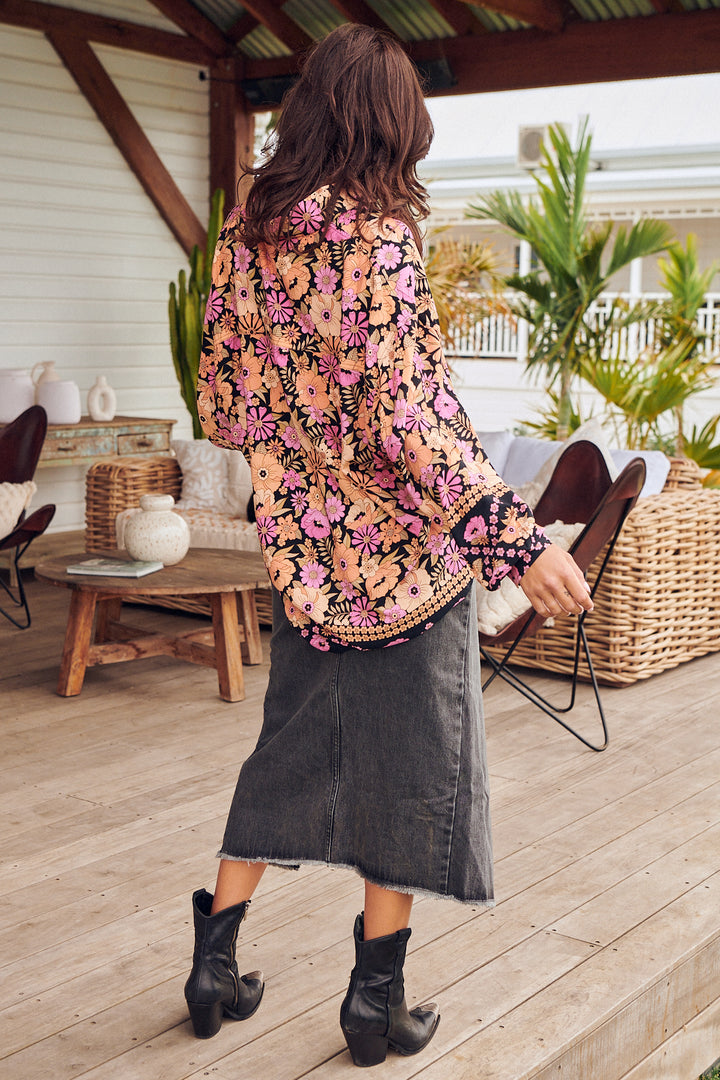 Apricot Blossom Print Novella Shirt