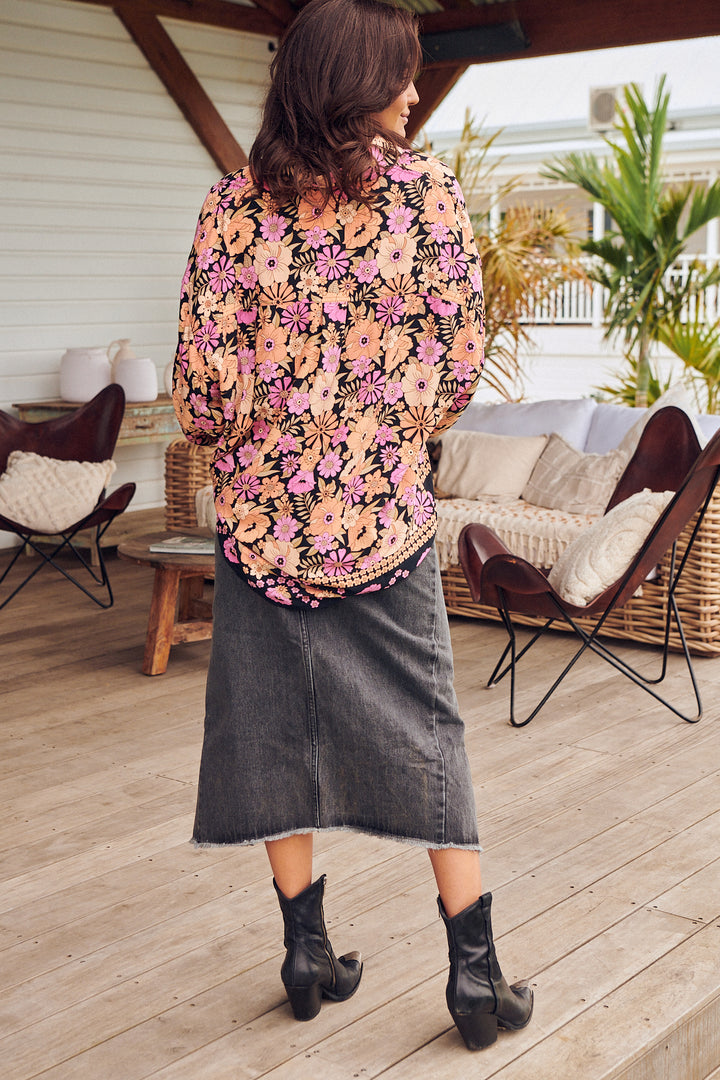 Apricot Blossom Print Novella Shirt - Back angle