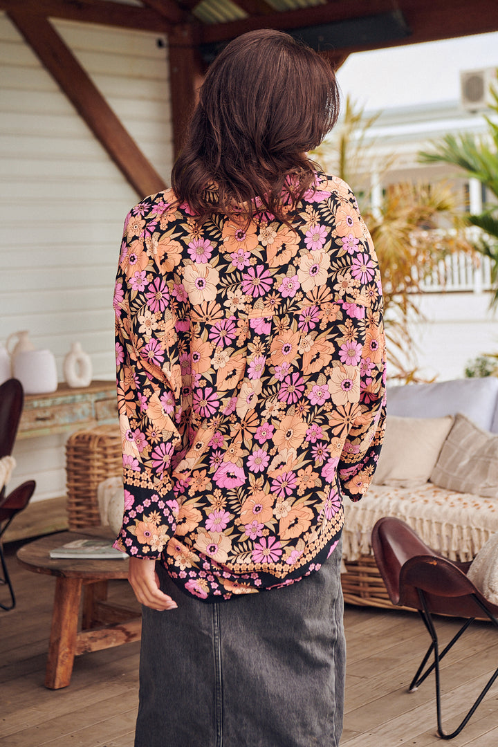 Apricot Blossom Print Novella Shirt