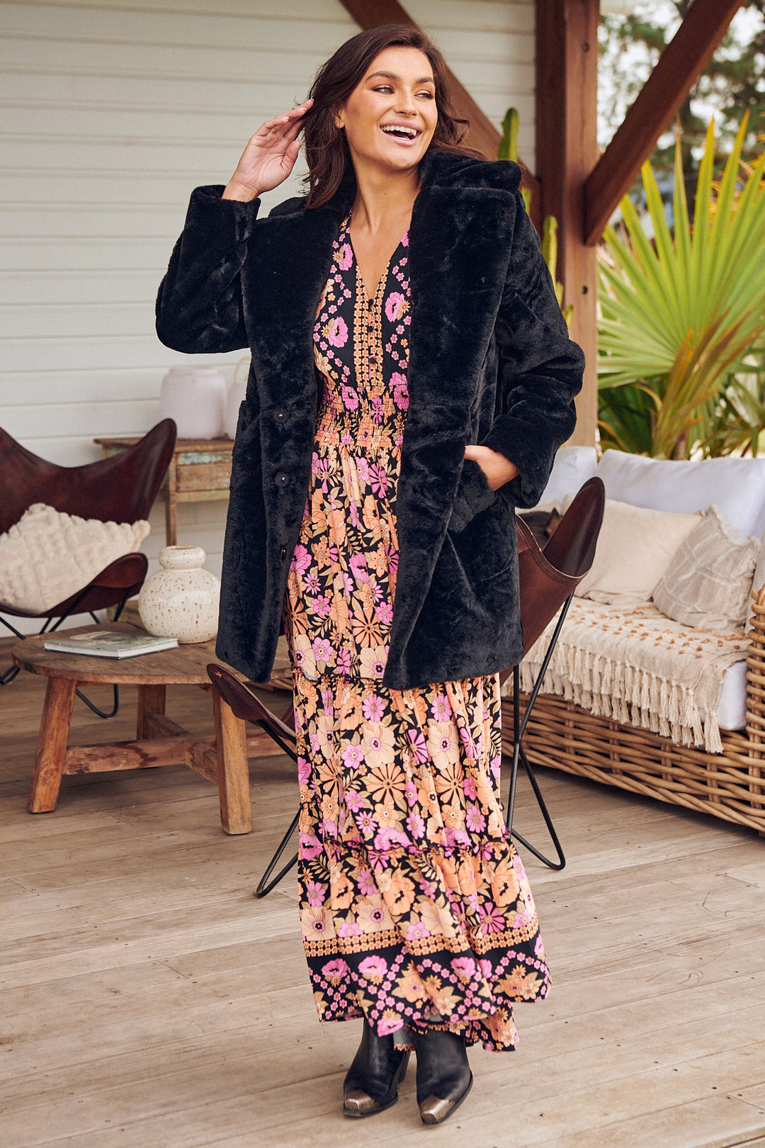 Apricot Blossom Print Chelsea Maxi