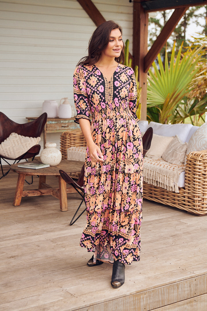 Apricot Blossom Print Chelsea Maxi