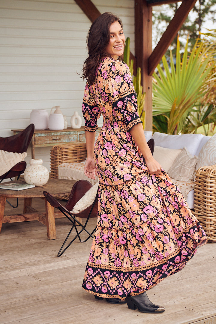 Apricot Blossom Print Chelsea Maxi