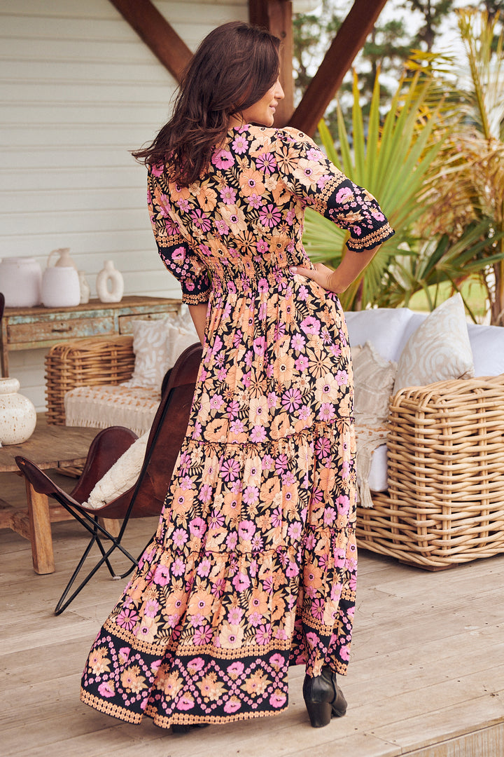Apricot Blossom Print Chelsea Maxi - Back angle