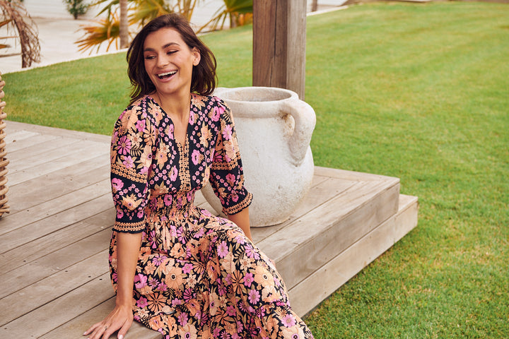 Apricot Blossom Print Chelsea Maxi