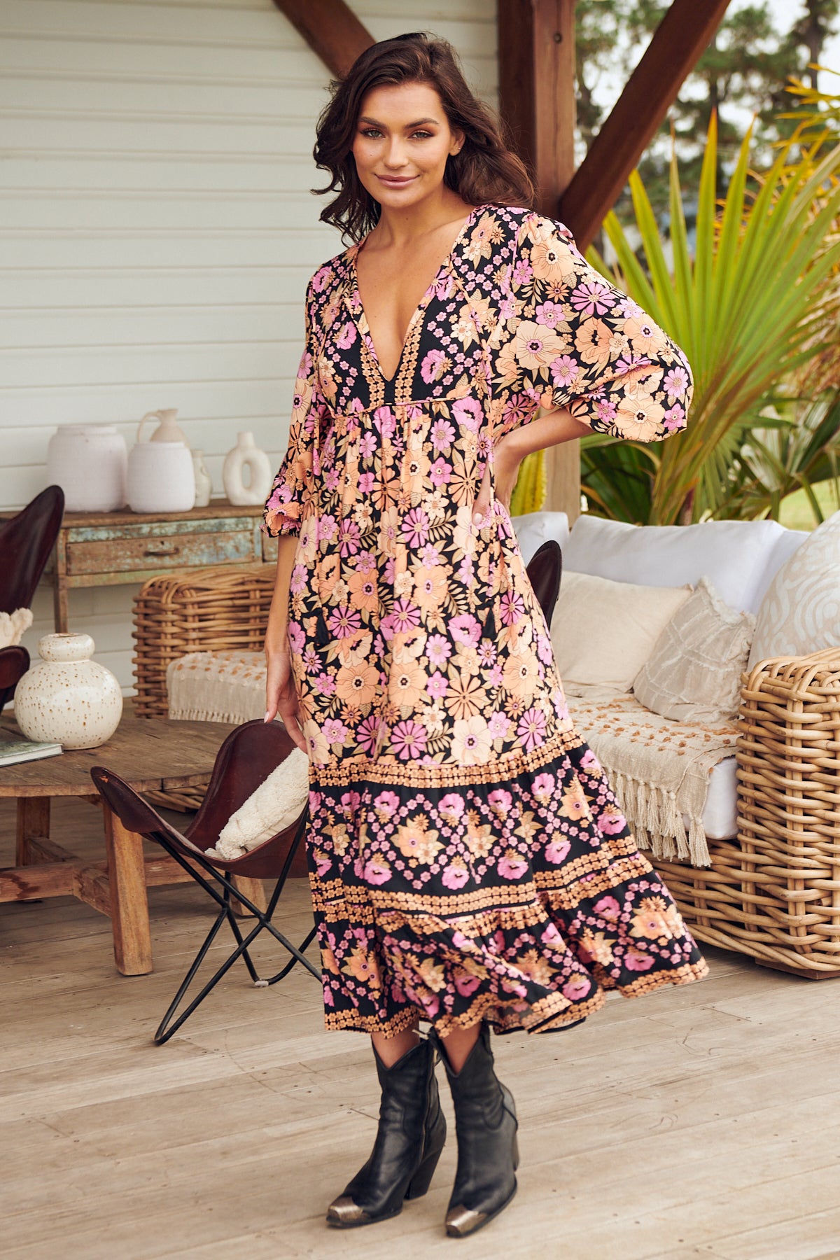Apricot Blossom Print Liliana Midi Dress – Lilac and Mila