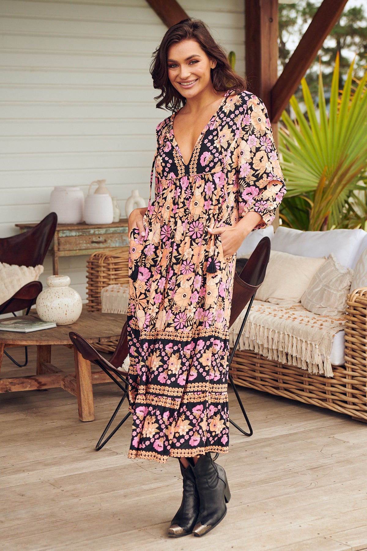 Apricot Blossom Print Liliana Midi Dress – Lilac and Mila