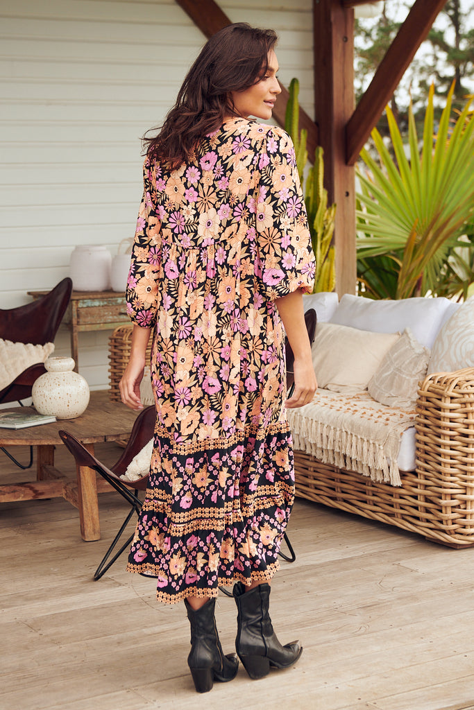 Wavlynn Apricot Bow Midi Dress For Women Cotton Blend Soft Flowing Autumn Party Dress