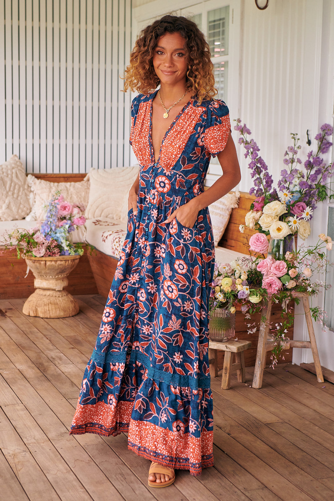 Halcyon Print Tabitha Maxi Dress