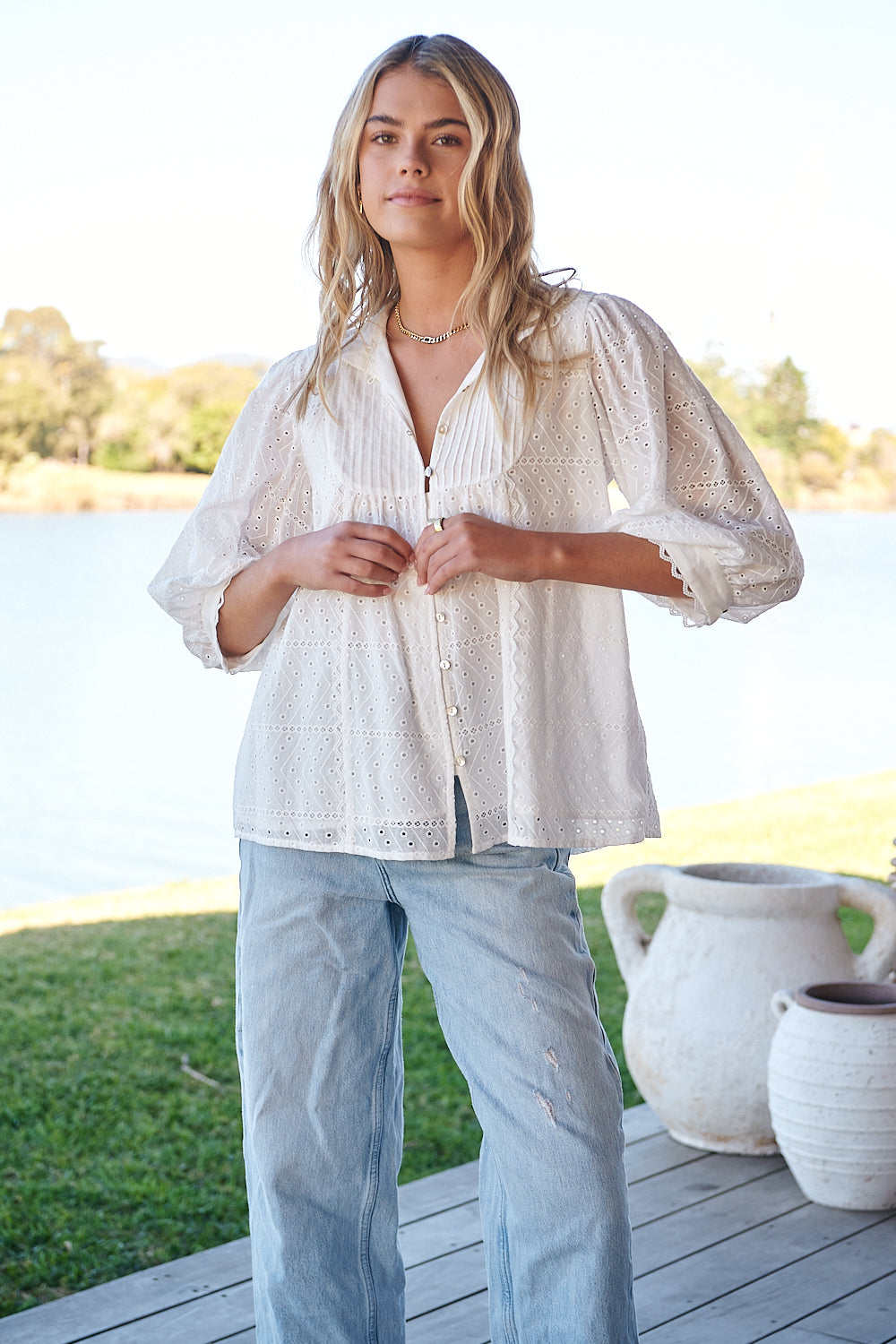 Lily White Botany Blouse