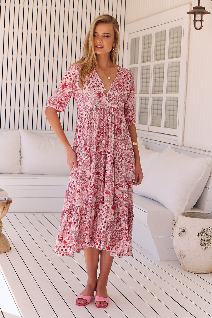 Ruby Red Print Eve Dress