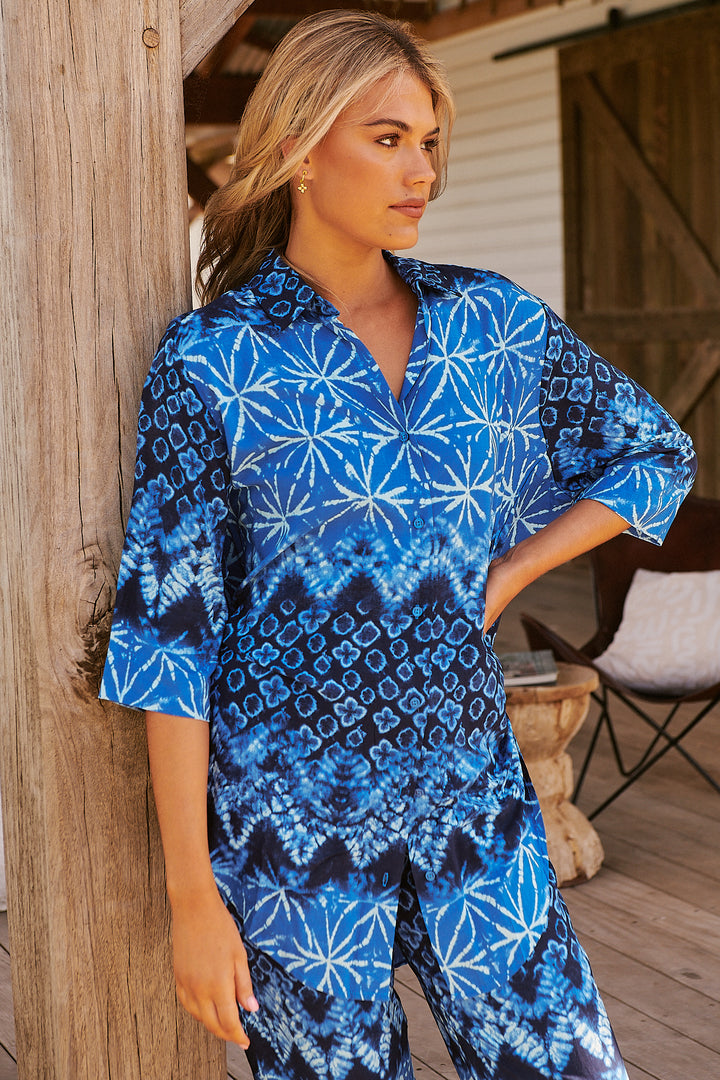 Tranquil Tides Print Cabana Shirt