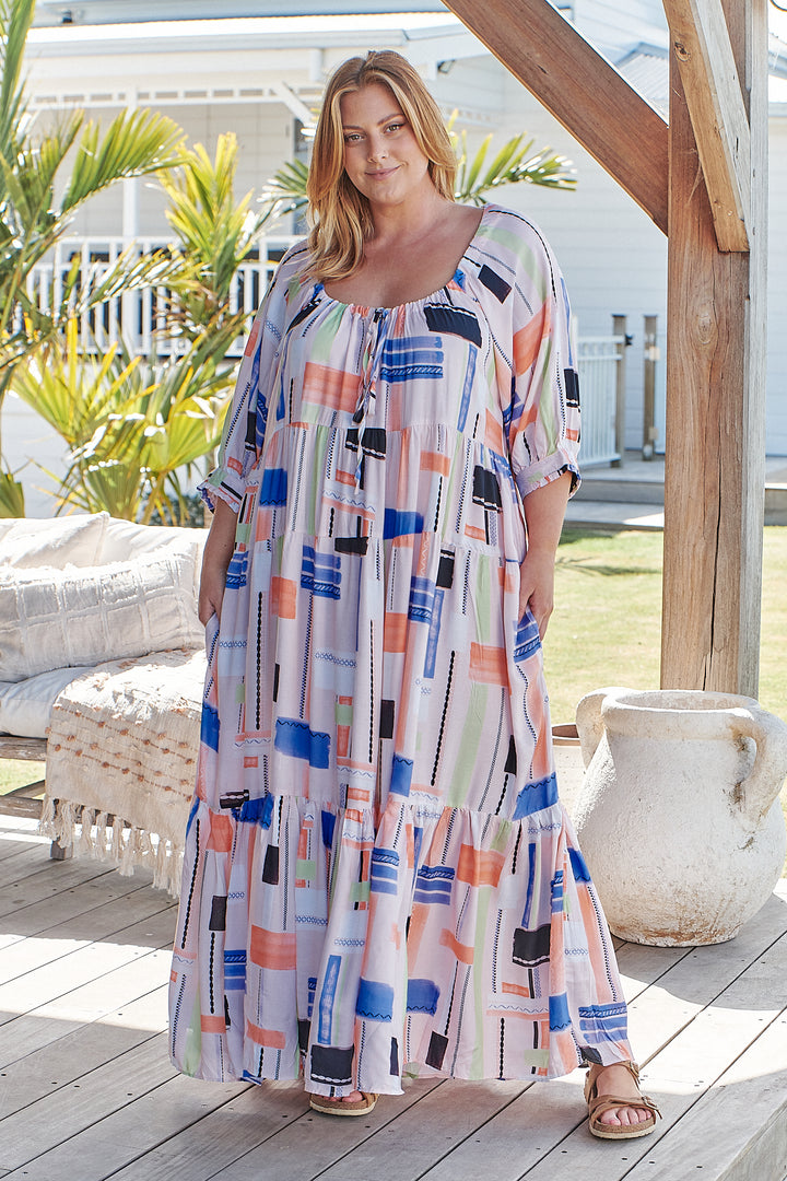 Lila Print Blossom Midi Dress