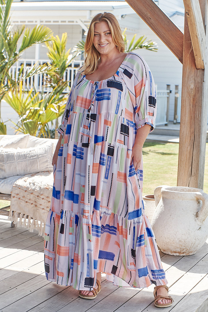 Lila Print Blossom Midi Dress