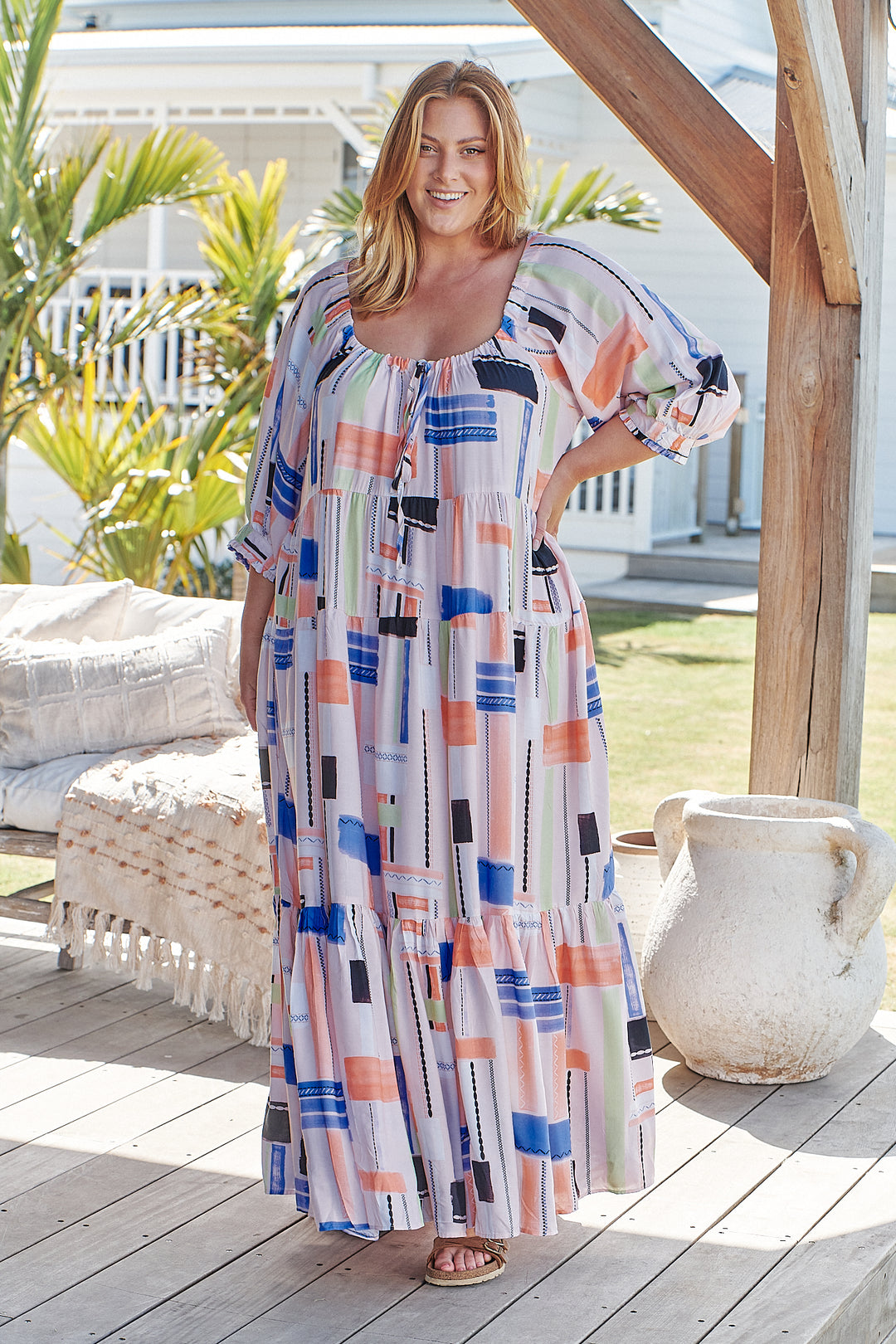 Lila Print Blossom Midi Dress
