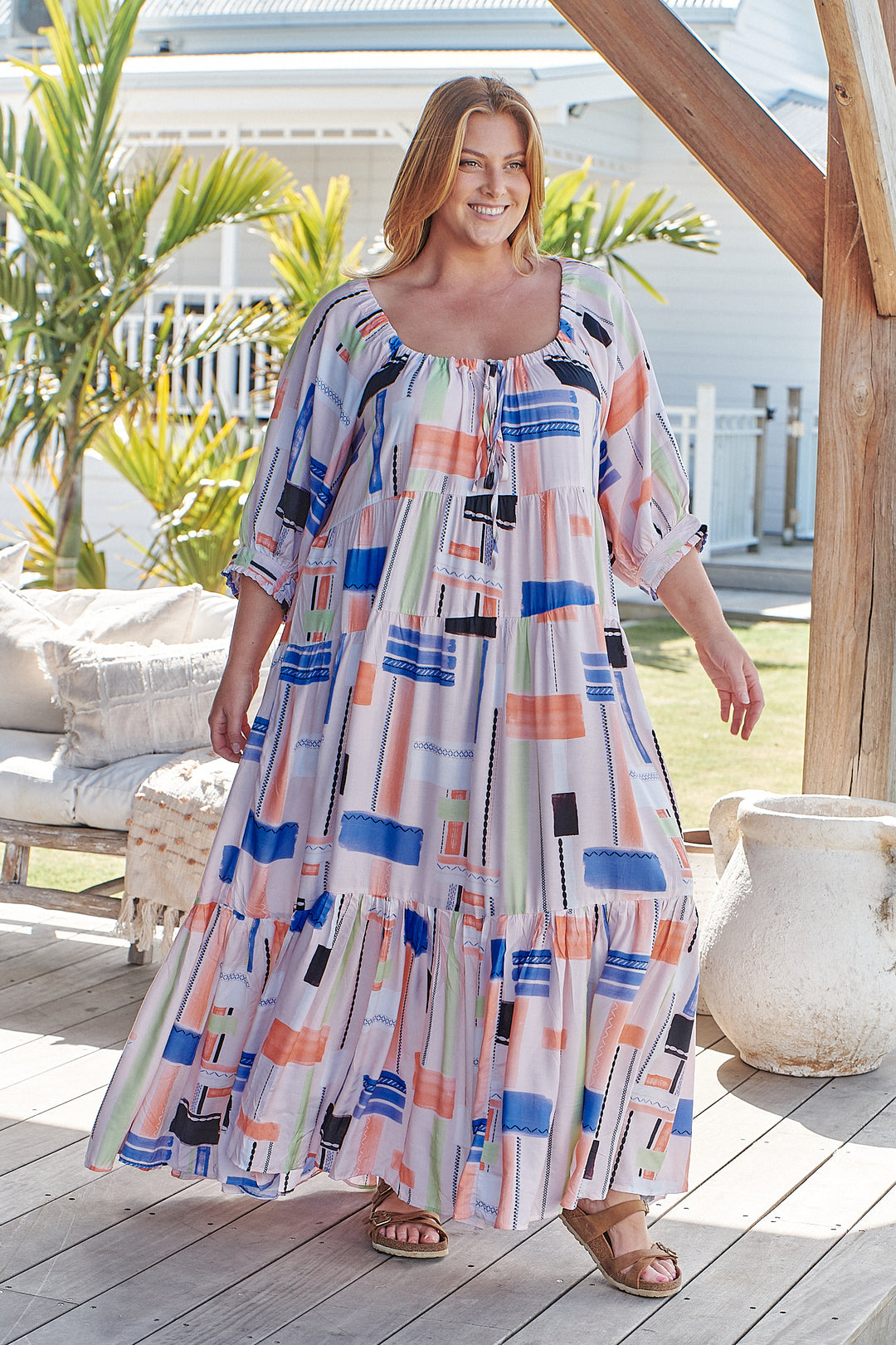 Lila Print Blossom Midi Dress