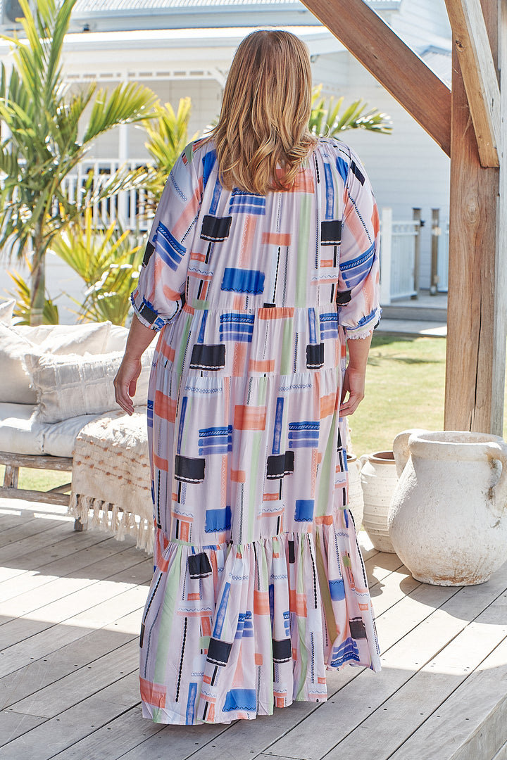 Lila Print Blossom Midi Dress