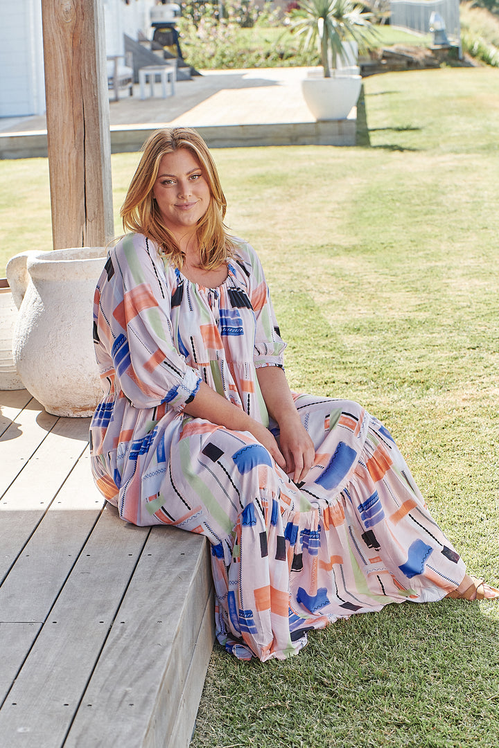 Lila Print Blossom Midi Dress