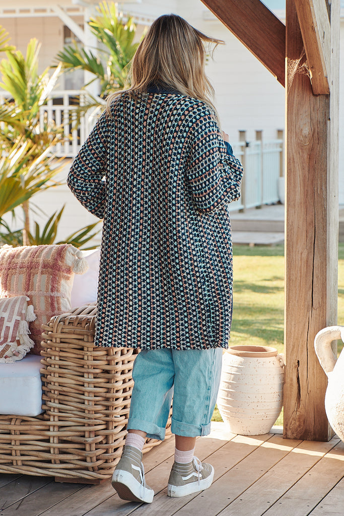 Rustic Knit - Navy - Lilac and Mila