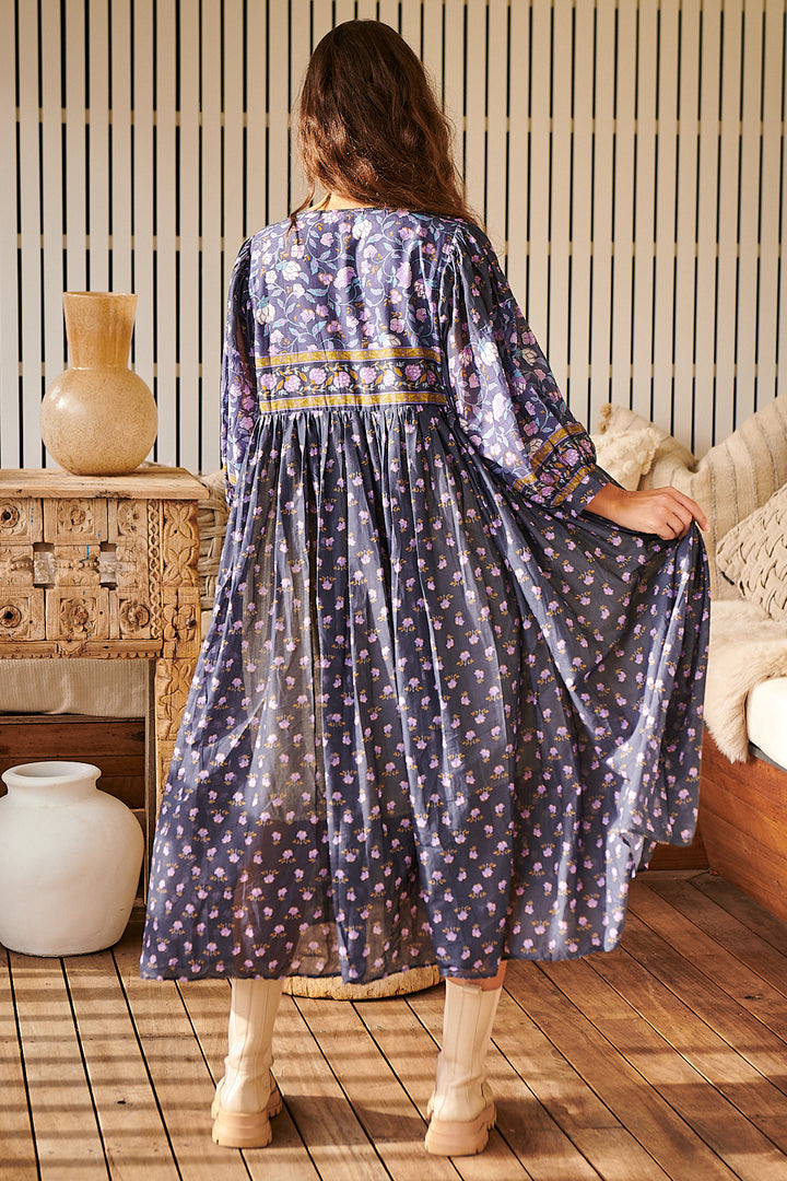 Wild Indigo Print Joy Midi Dress