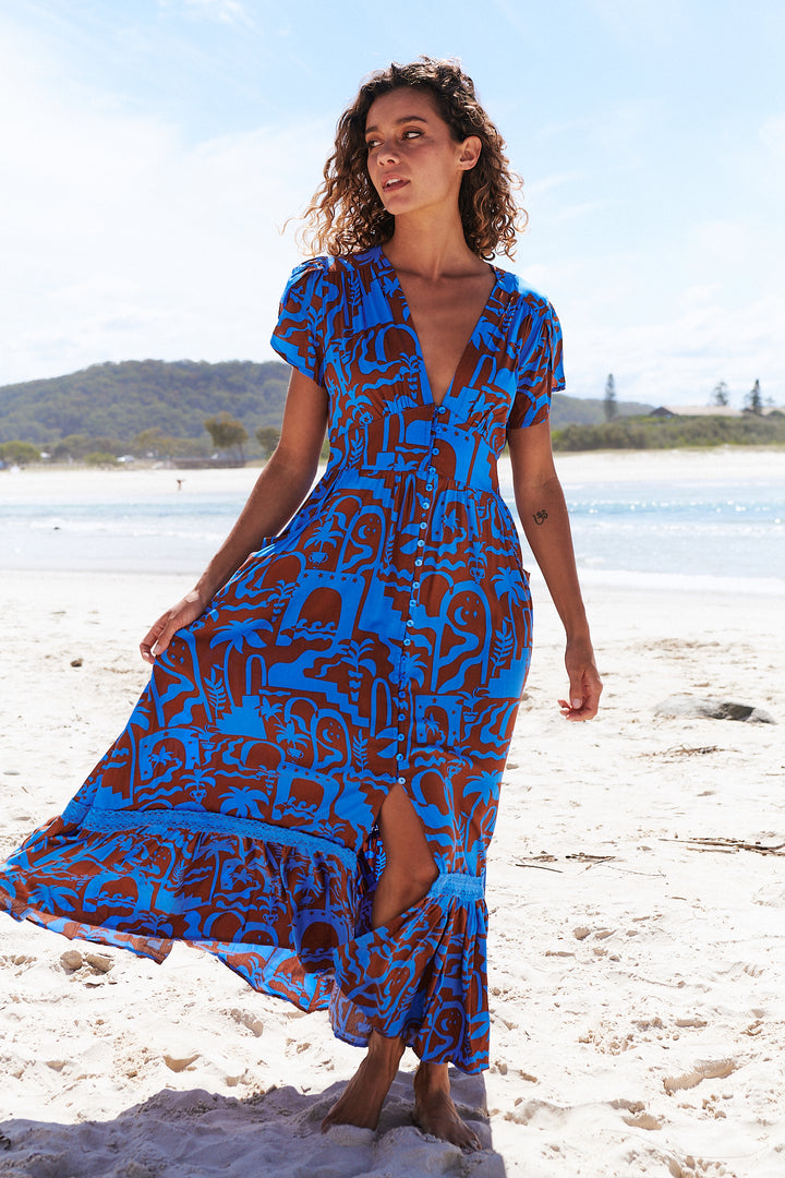 Desert to Sea Print Tabitha Maxi Dress