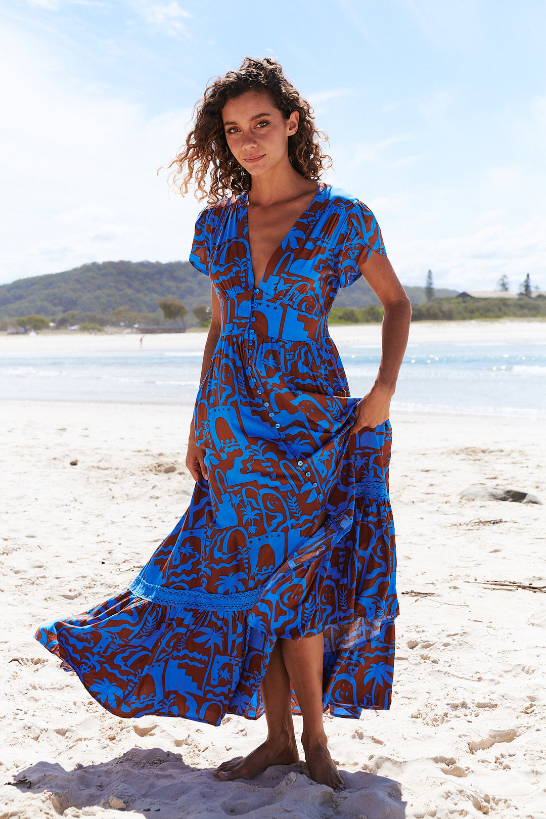 Desert to Sea Print Tabitha Maxi Dress