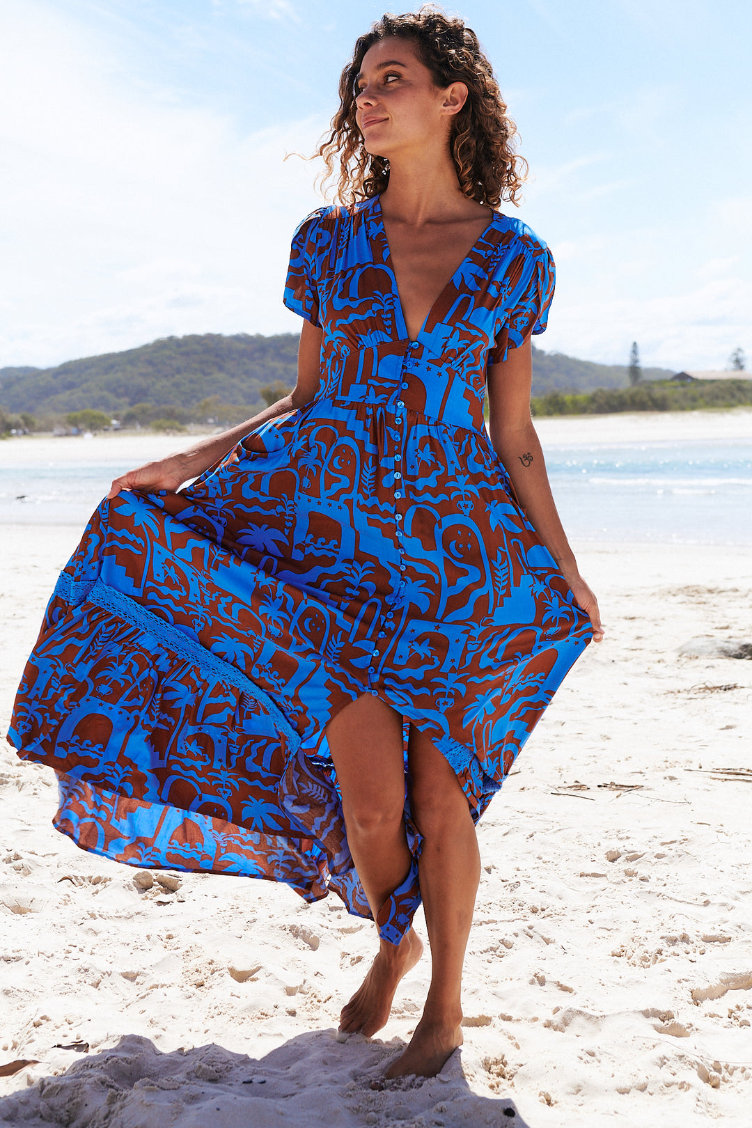 Desert to Sea Print Tabitha Maxi Dress