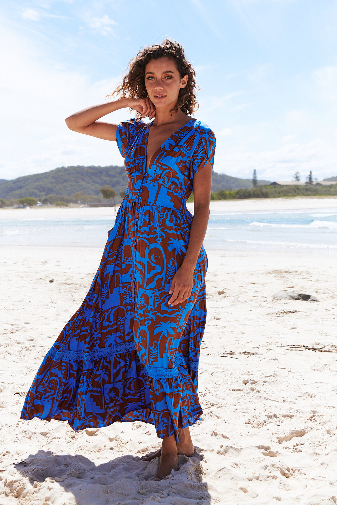 Desert to Sea Print Tabitha Maxi Dress