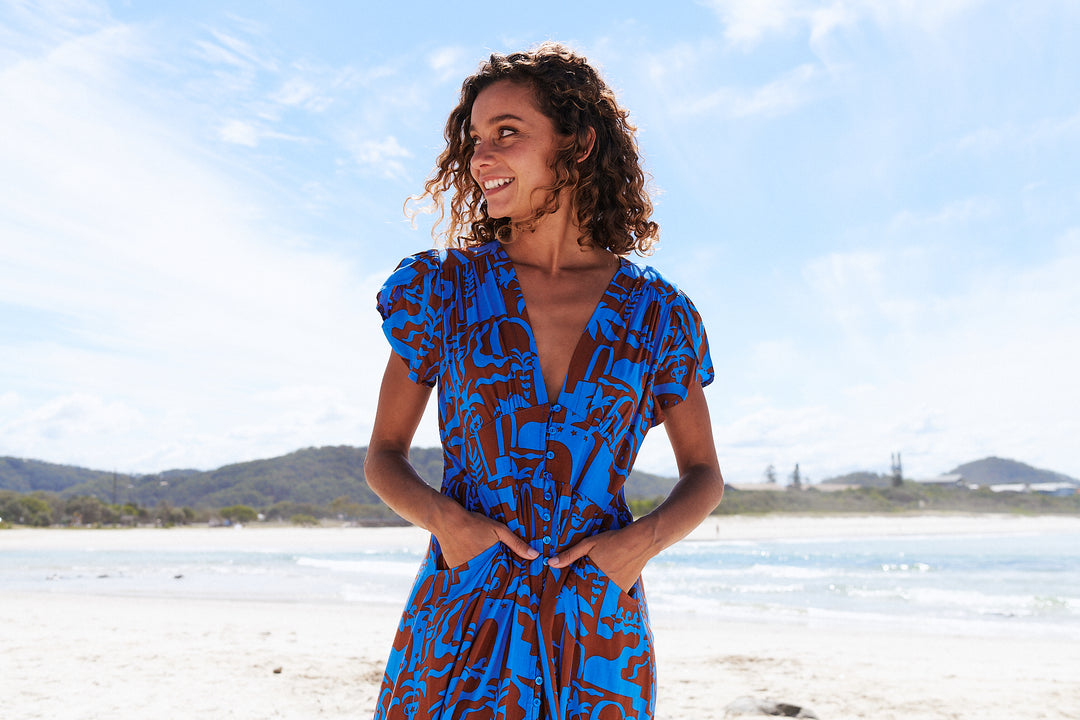 Desert to Sea Print Tabitha Maxi Dress