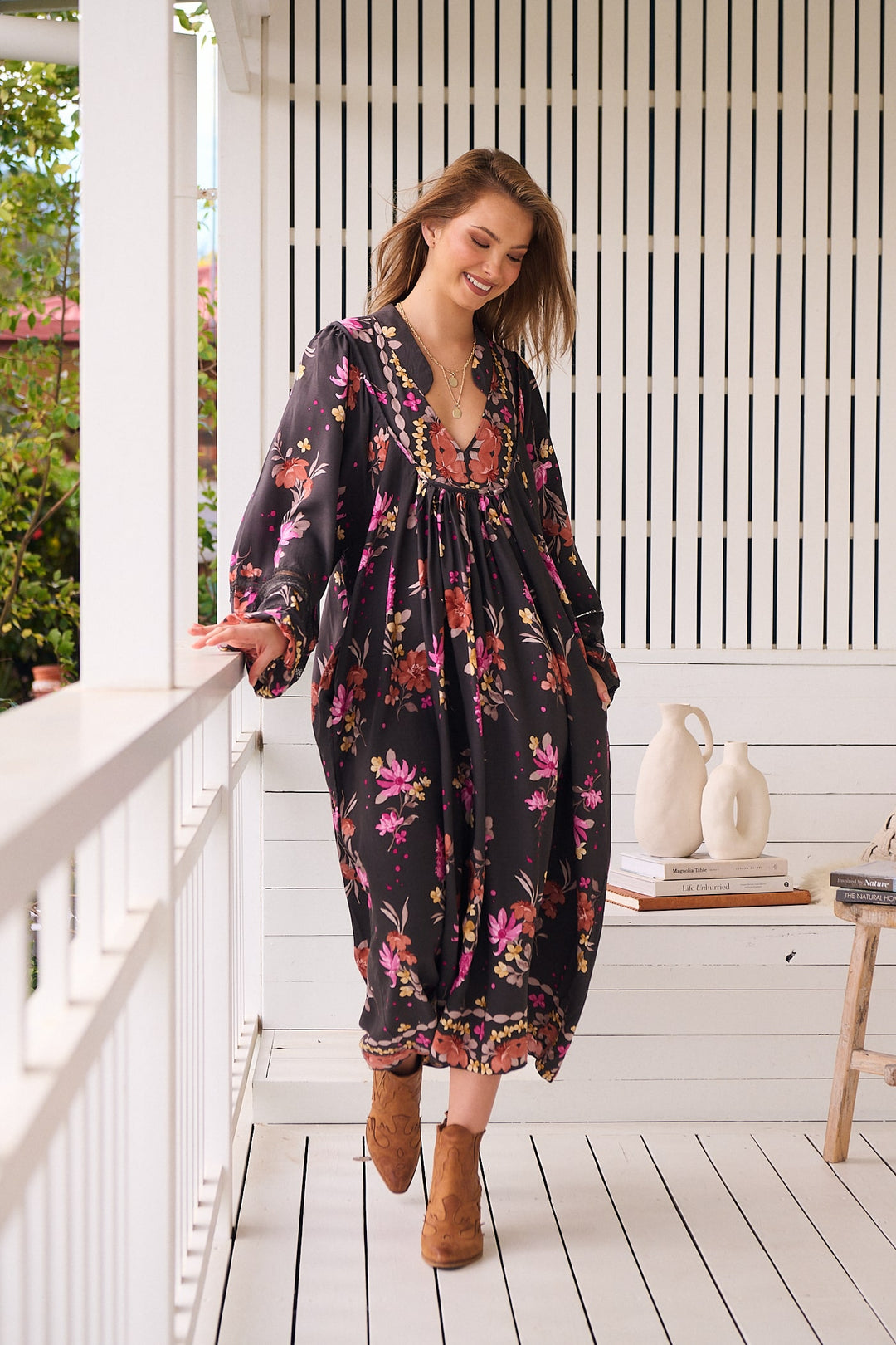 Monarch Bloom Print Boheme Midi Lilac and Mila Monarch Bloom Print Boheme Midi Lilac and Mila