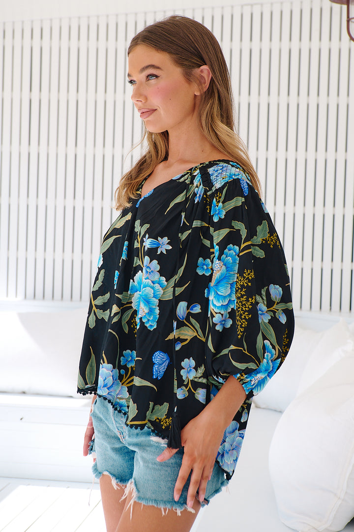 Midnight Sapphire Print Rue Top
