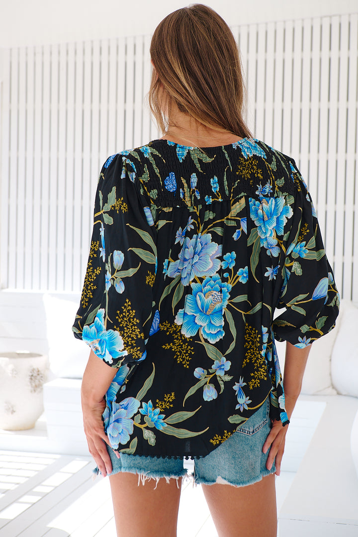 Midnight Sapphire Print Rue Top